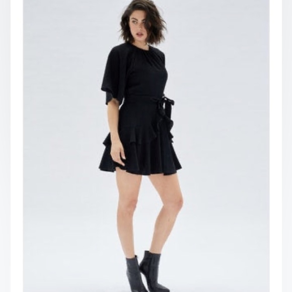 NWT MINKPINK X Revolve Fatima Frill Mini Dress Black Size XS - Picture 8 of 11